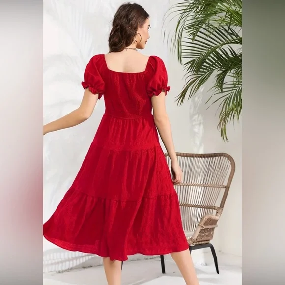 Elegant Red Summer Dress NWOT Size Small - Picture 3 of 4